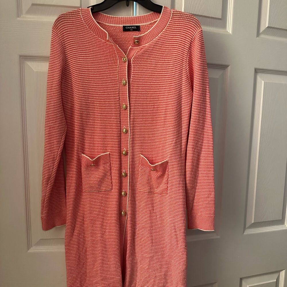 Chanel Striped Cardigan with Gold Buttons - Picture 5 of 5